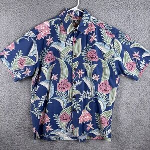 Kahala John Severson Shirt Mens Large Hawaiian Navy Floral Aloha Handcrafted USA